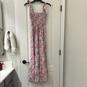Floral Pink and Maxi White Dress